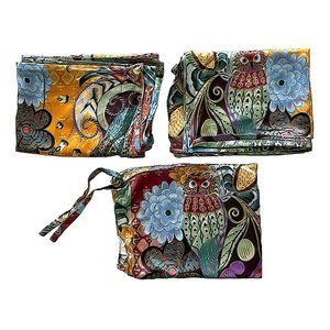 Johnny Was Decklyn Pillow Case Owl Flower Zipper Orange Blue Home 2 pc NEW